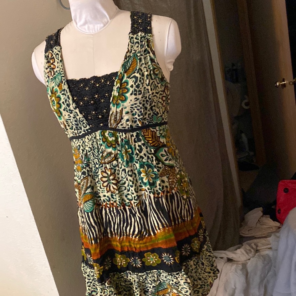 Forbidden crochet and rayon print summer dress size XL